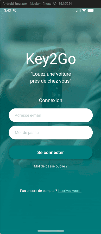 Écran de connexion de Key2Go